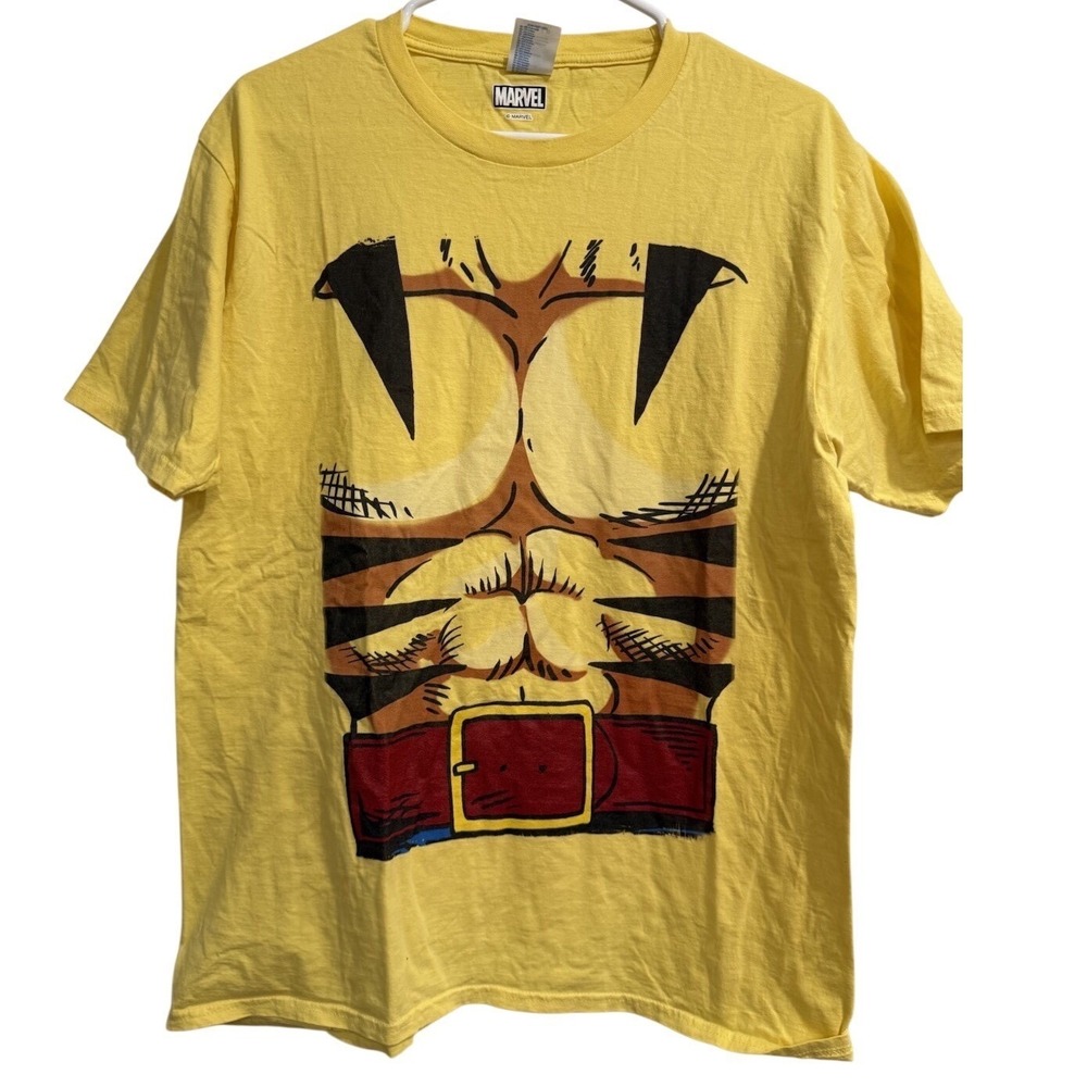 Marvel Wolverine Costume‎ T Shirt Men's Yellow Graphic Print Sz Large